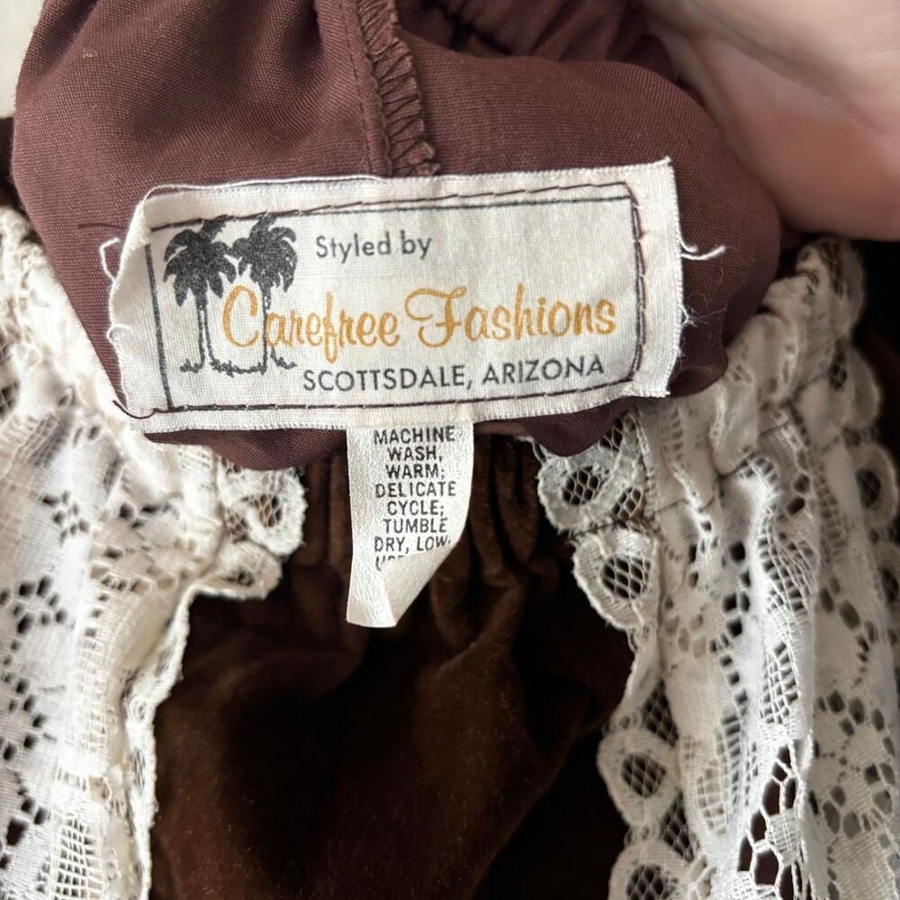 Vintage Brown and White Lace Prairie Gunne Sax Vibe Midi Skirt - Picture 4 of 5